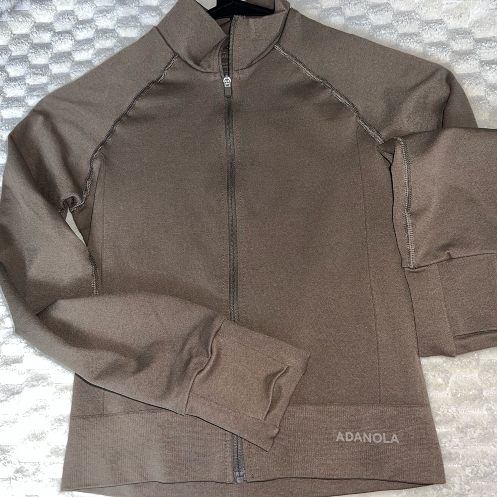 Adanola Taupe Zip-Up Jacket